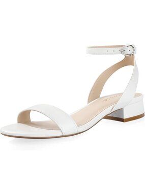 🆕Women's White Sandals Open Toe 1 Inch Low Block Heel Comfortable walking